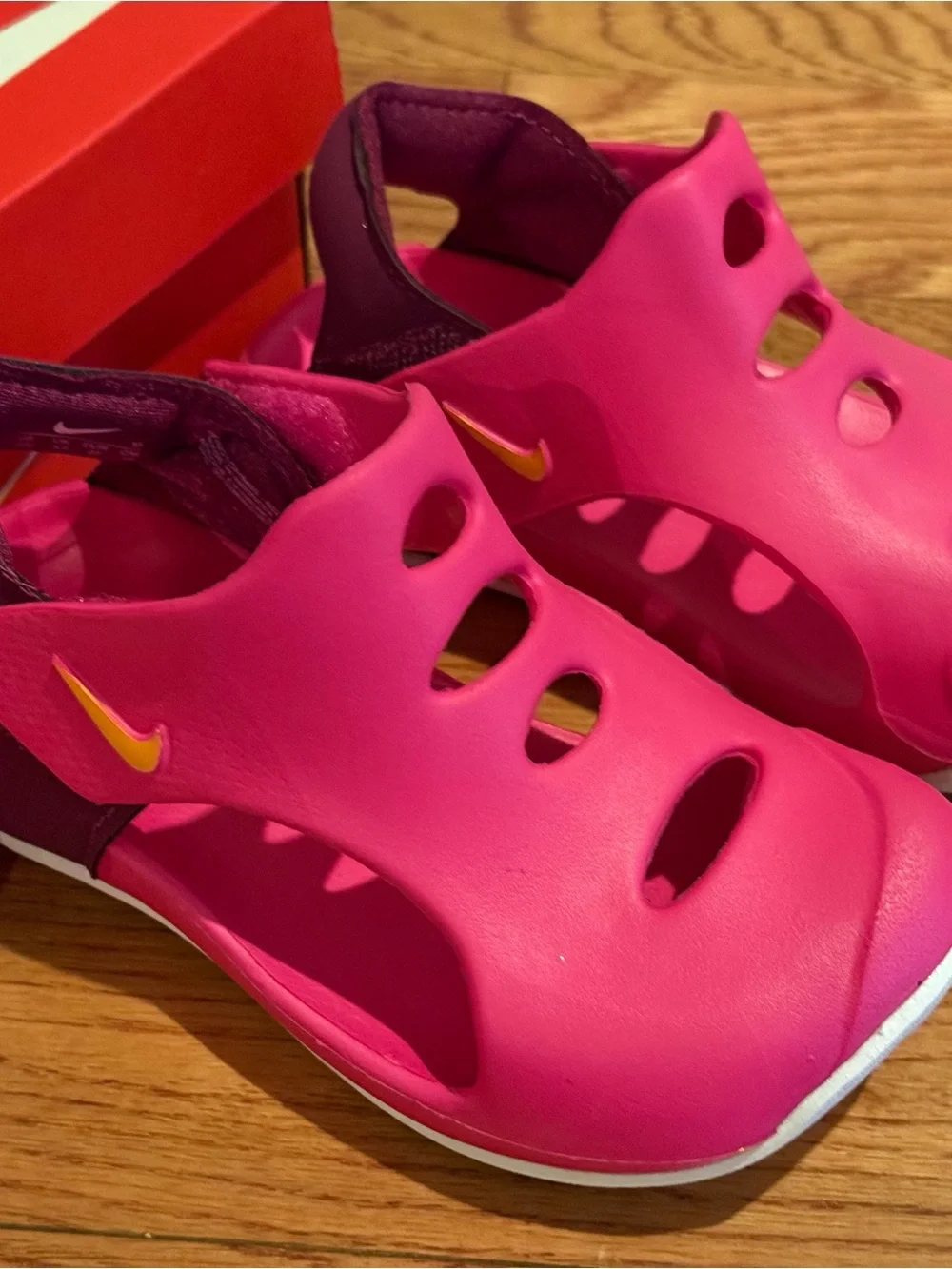 Nike Kids Pink and Purple Slip-On Water Sandals